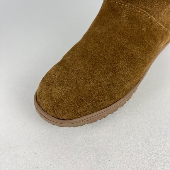 Minnetonka Somerville Womens Brown Suede Ankle Boot Faux Fur Cuff Pom Pom size 8 - Picture 9 of 13